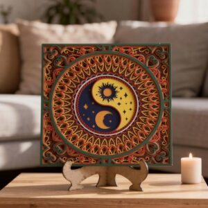 3d yin yang mandala slika dekoracija zid balans