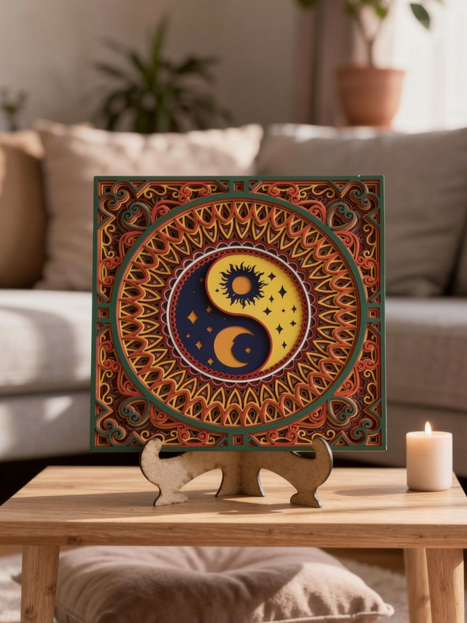 3d yin yang mandala slika dekoracija zid balans
