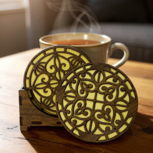 Amber Ornament dekorativni podmetači za čaše sa ornamentalnim geometrijskim motivom prečnika 10 cm